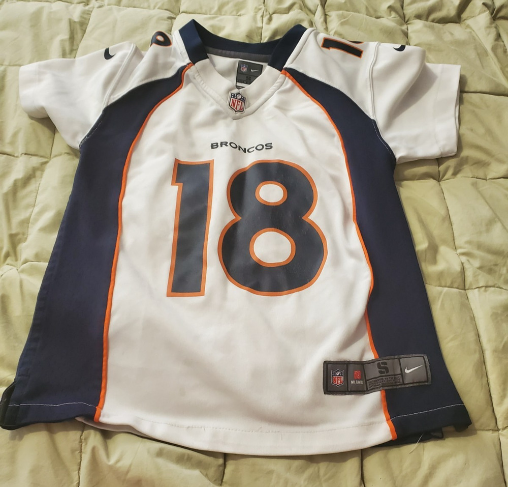 Nike Denver Broncos Peyton Manning #18 Youth Small NFL On Field Jersey White
